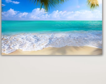Tropical Beach Canvas Wall Art, Island Ocean Print, Ready to Hang