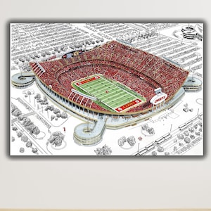Arrowhead Stadium Canvas Wall Art Print,Kansas City Chiefs Poster,American Football Stadium Poster,Kansas City Chiefs Stadium,Football Art