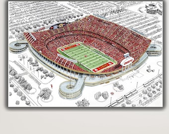 Arrowhead Stadium Canvas Print, Kansas City Chiefs Art