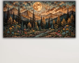 Gustav Klimt Moonlit Forest Canvas Print, Vintage Art