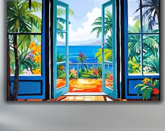 Stampa su tela "Paesaggio marino" di Henri Matisse, arte moderna, vista costiera