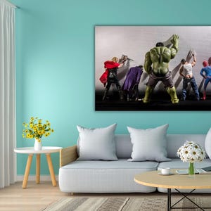 Superheroes Canvas Wall Art,Avengers Movie Toilet Superheroes Poster,Kids Room Wall Art,Avengers Print Art,Movie Toilet Ready To Hang