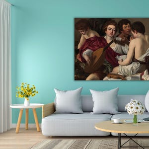 Michelangelo Caravaggio The Musicians 1595 Canvas Wall Art, Caravaggio Poster, Living Room Wall Decor,Vintage Print Art, Musicians Print Art