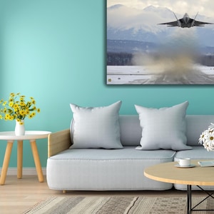 F 22 Raptor Airfigher Canvas Wall Art,Aircraft Poster Art,F22 Airfighter Print art,Aviation Blackbird Poster,Man Cave Wall Art Decor