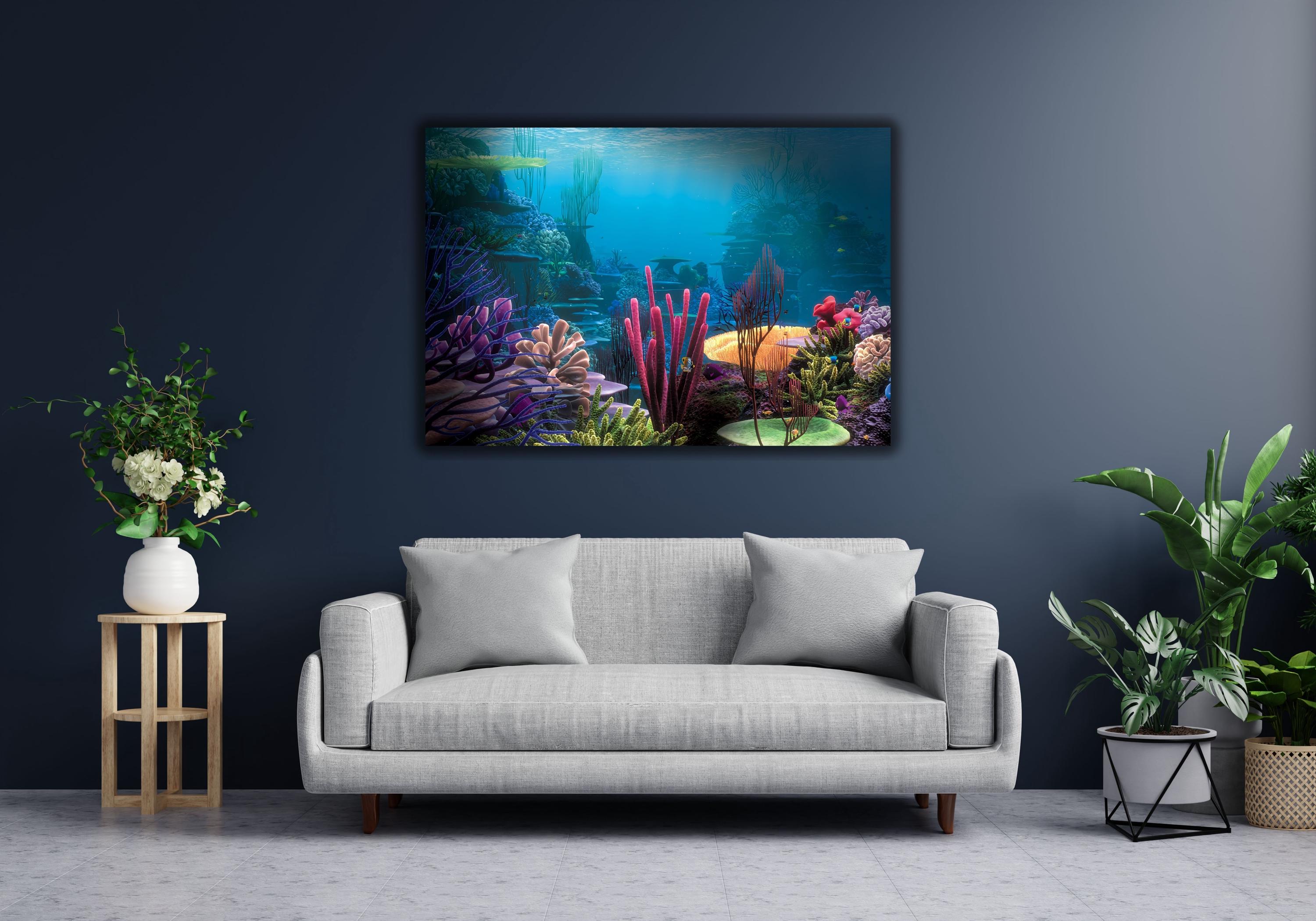 水族館のキャンバスプリント、カラフルな魚、モダンな壁アート - Etsy 日本