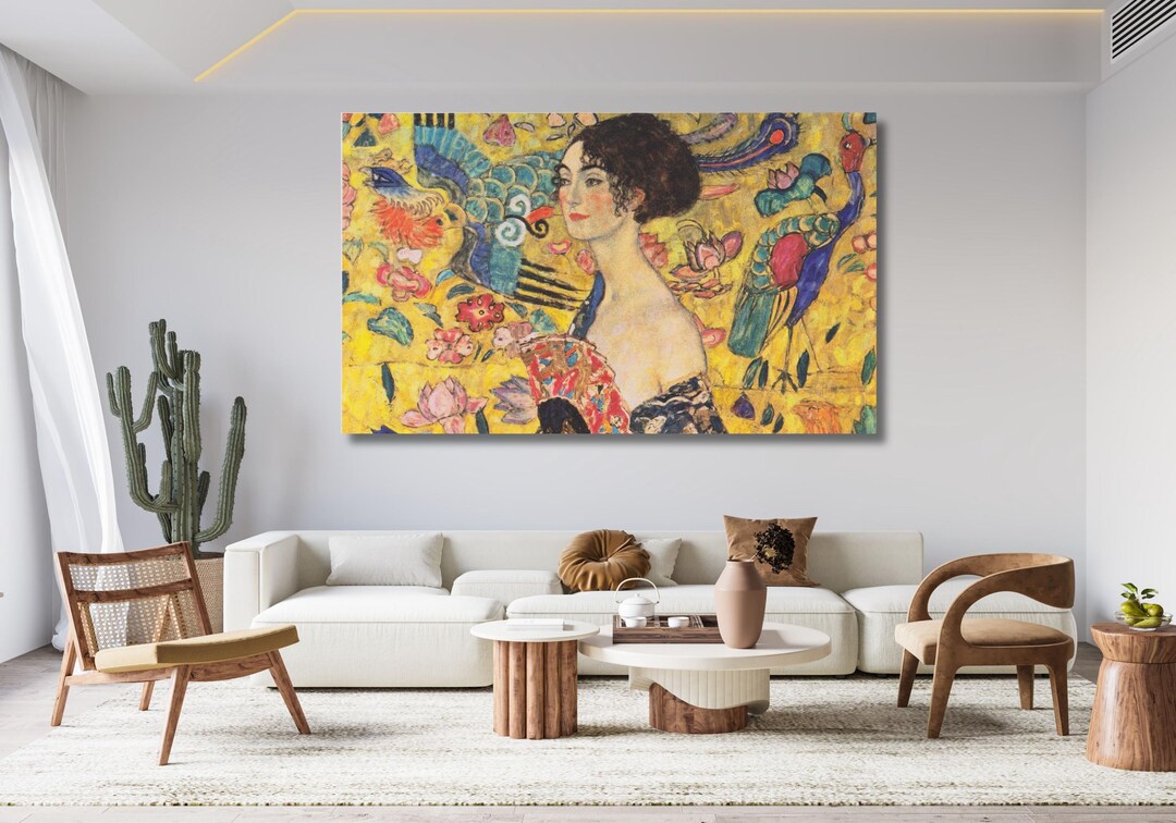 Gustav Klimt Lady With A Fan Canvas Print, Klimt Art Poster - Etsy