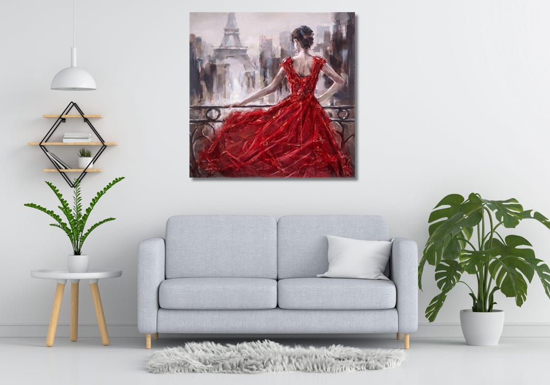 Paris Woman in Red Dress Canvas Art Print: Modern Luxury Wall Decor - Etsy