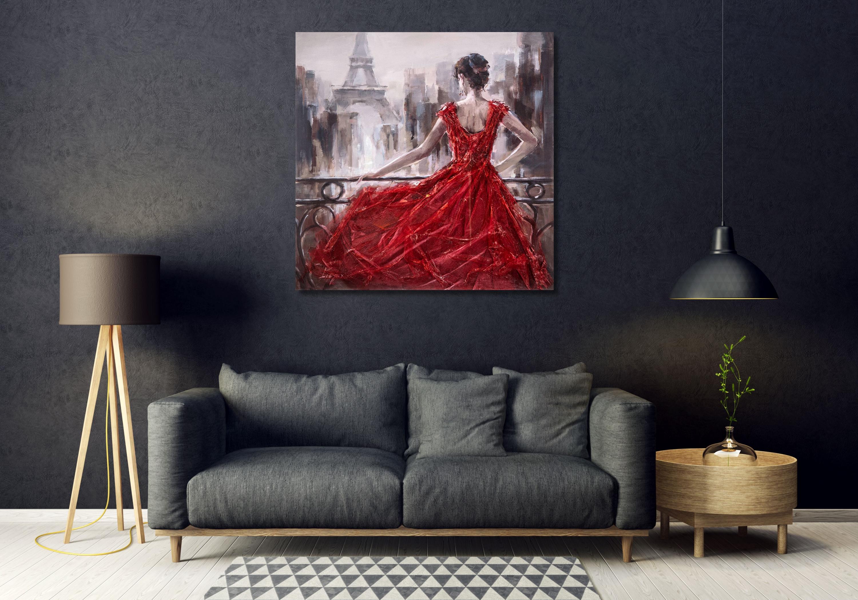 Paris Woman in Red Dress Canvas Art Print: Modern Luxury Wall Decor - Etsy