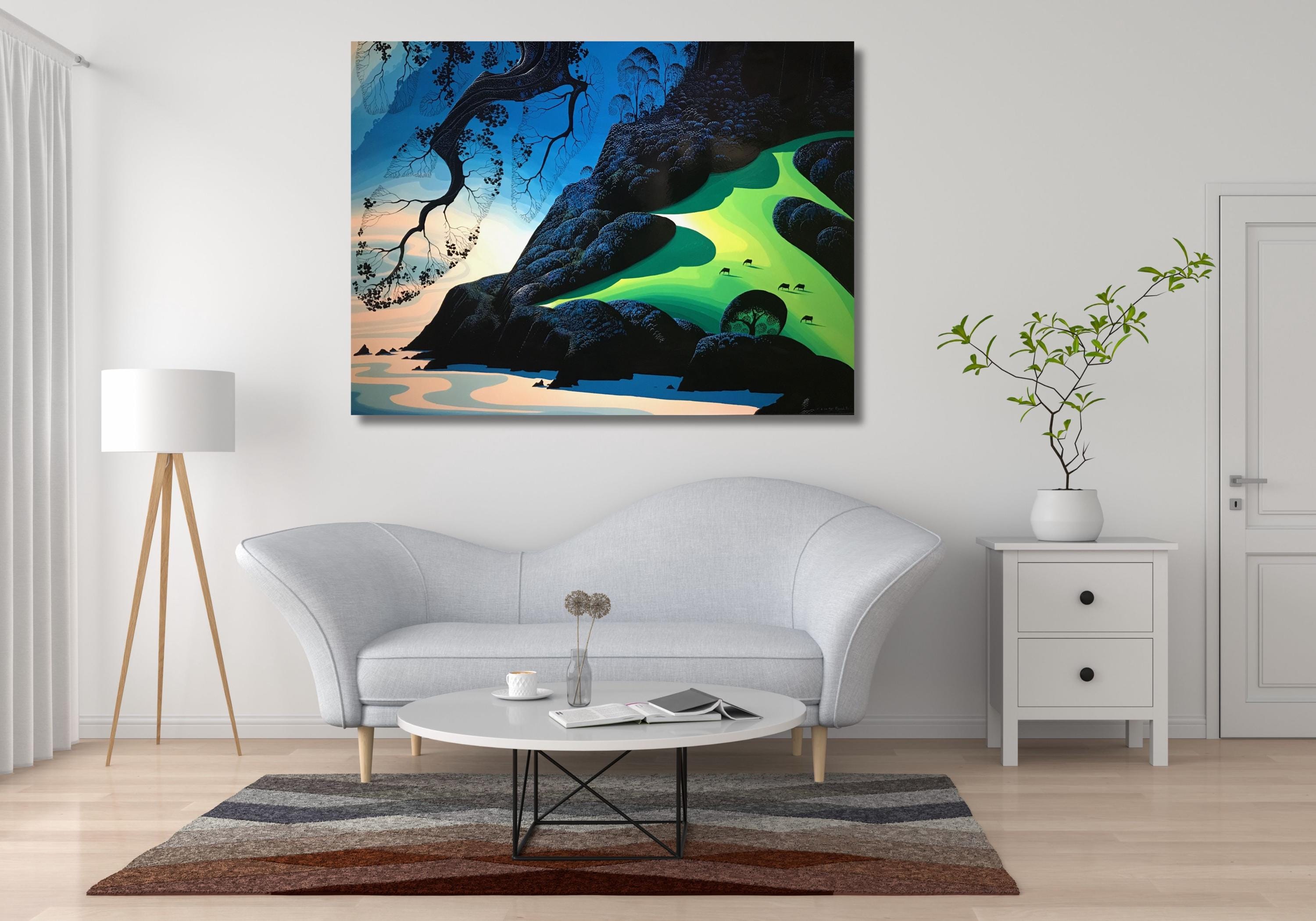 Eyvind Earle Coastal Paradise Canvas Print, Vintage Landscape Wall