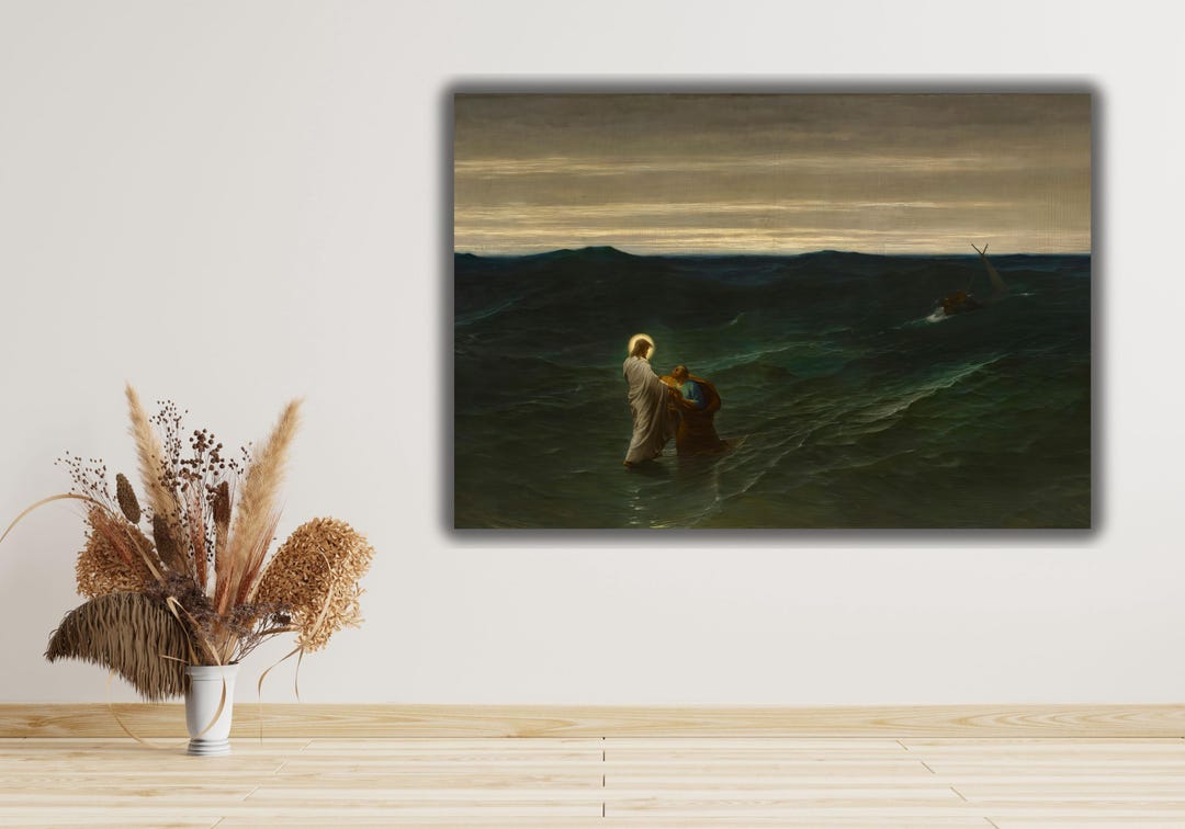 Jesus and Peter on the Water Canvas Wall Art, Gustave Brion Print Art ...