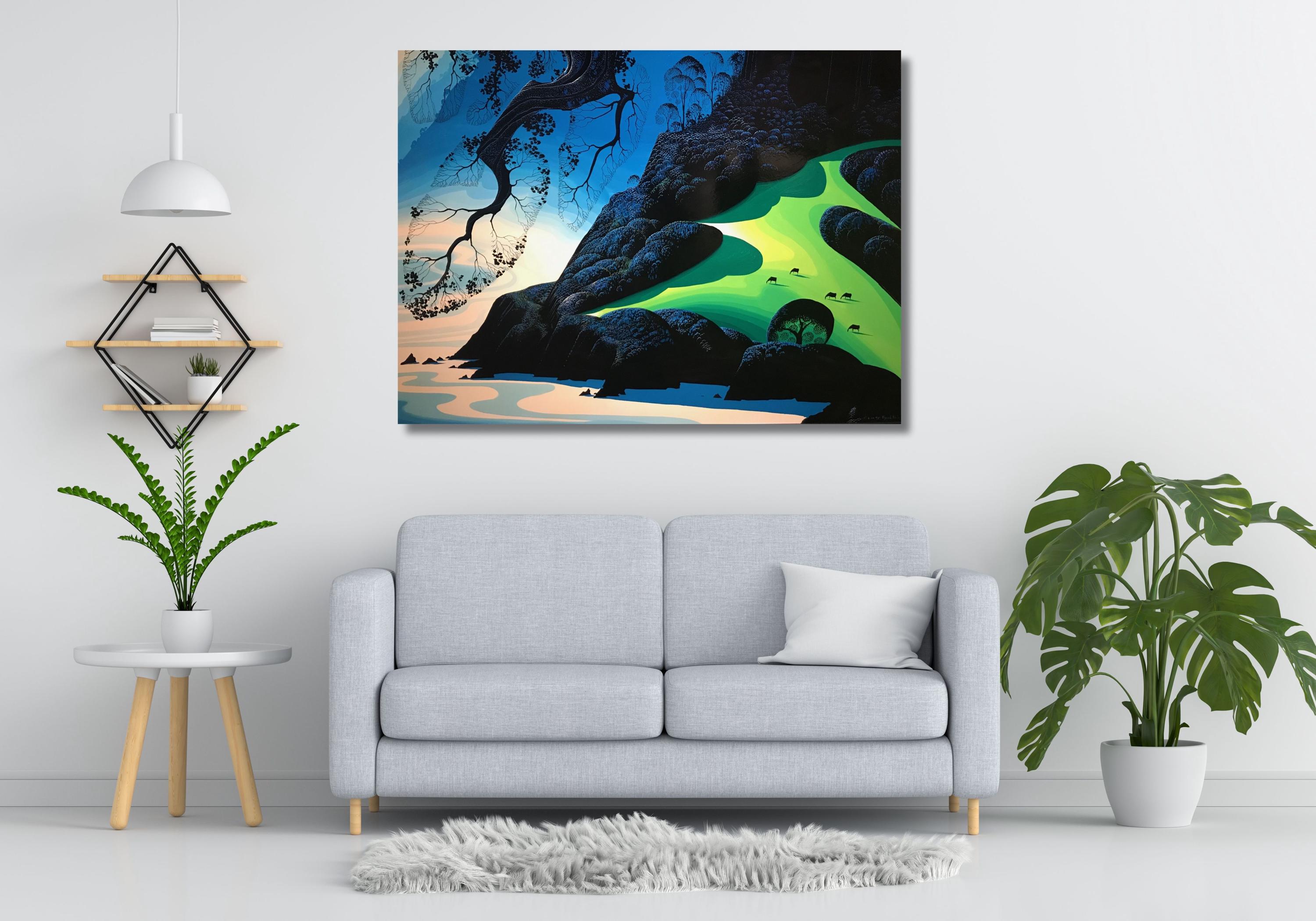 Eyvind Earle Coastal Paradise Canvas Print, Vintage Landscape Wall