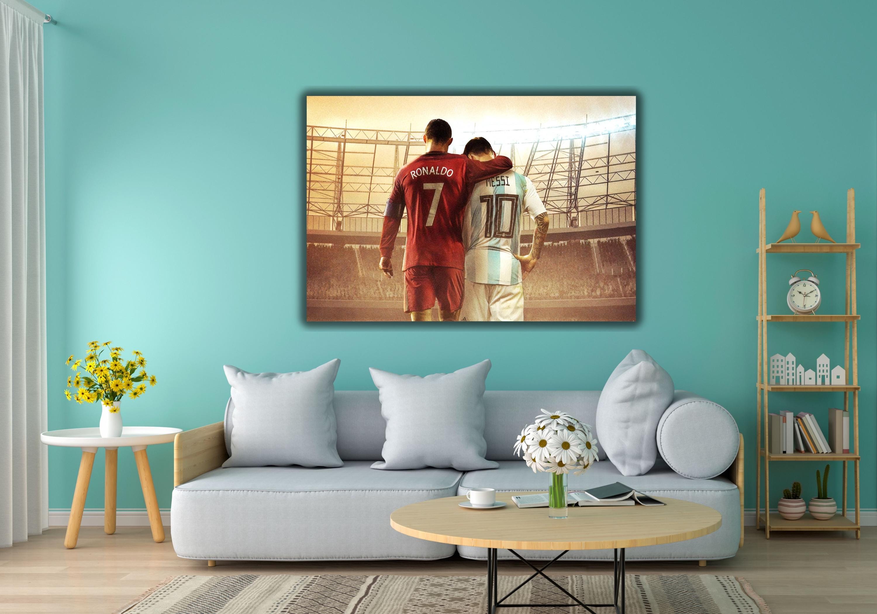 Ronaldo & Messi Canvas Print, Soccer Legends Wall Art, Ready to