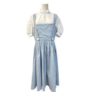 Vintage 1970-tals handgjord Dorothy Wizard of Oz-klänning L Gingham Prairie Pinafore