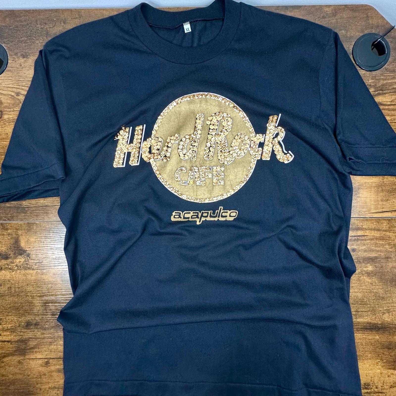 Vintage 90s Hard Rock Cafe Acapulco Mexico T-shirt L Sequin Single 