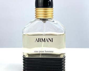 Vintage Armani Eau Pour Homme 100ml Delflaska Utgången Tillverkad i Frankrike