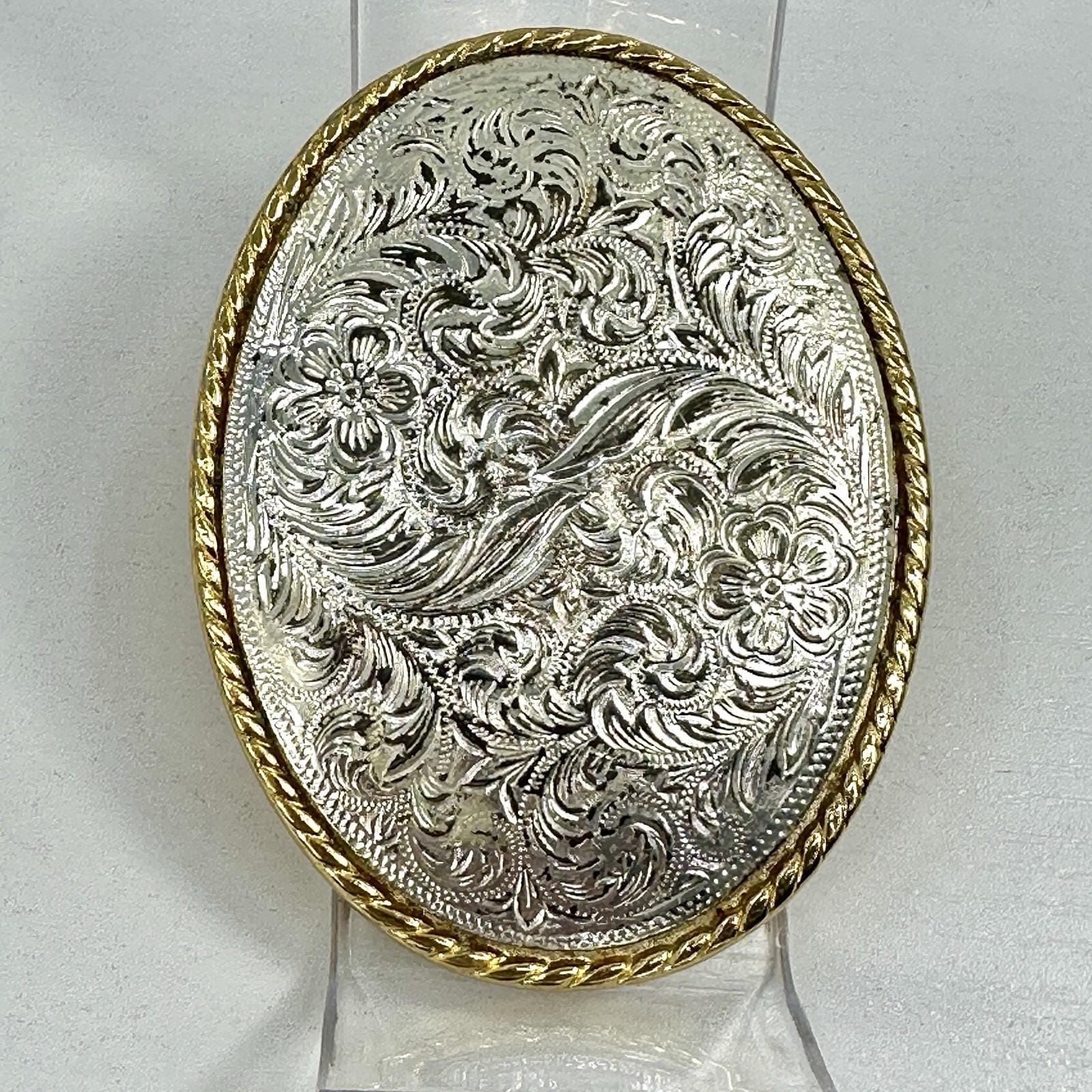 Vintage 80’s Silvertone Buckle Corded Tan and Silver‎ Grommet Women\'s Belt Small 1 main image 2