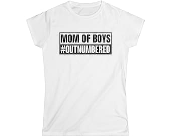 Mom of Boys Tee: Outnumbered Softstyle Women's Shirt
