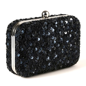 Sophisticated Black Sequin Clutch - Handcrafted Elegance from USA. Glamorous Handmade Evening Purse - Sparkling Sequins in Classic Black. Ha