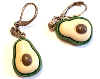 Avocado Huggie Hoop Earrings: Fun Quirky Silver Jewelry