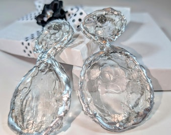 Sparkle and Shine: Handmade Crushed Ice Earrings from USA. Gifted Glamour. Handcrafted Evening Earrings with a Spark. Handmade Jewelry