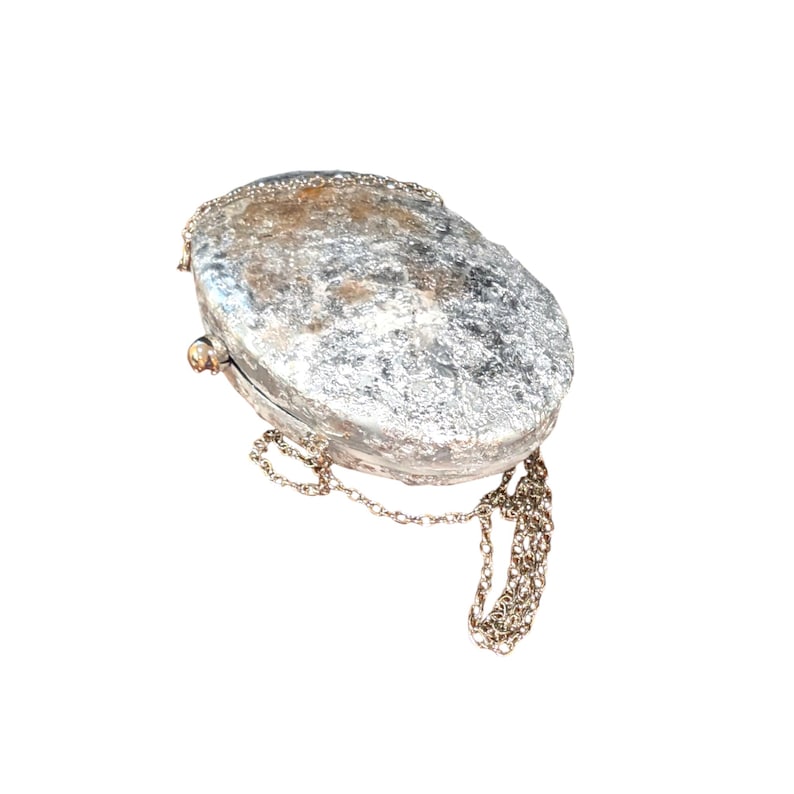 Woman Clutch Bag—Designer Bag, Handmade Bag, Statement-Fashion, Fancy Bags for Women, Women's Small Bag Clutch, Gift Her!. Bridal Clutch Bag—Mother of Peral style bag This oval-shaped hard shell clutch is not just a bag; it's a conversation starter meticulously designed to echo the breathtaking textures of the moon's landscape. Its pristine white exterior glimmers softly, capturing the light and reflecting it in a way that draws attention without saying a word. Handmade in USA. Mothers day gift