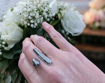18k Gold Plated T-Shaped Ring: Minimalist Open Ring