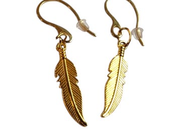 Handcrafted Feather Earrings: Gold, Silver, Bronze, Rose Gold