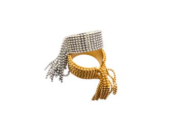 Minimalist Tassel Ring Gold & Silver Plated Dangling Stylish Fashionable Trendy Silver Ring