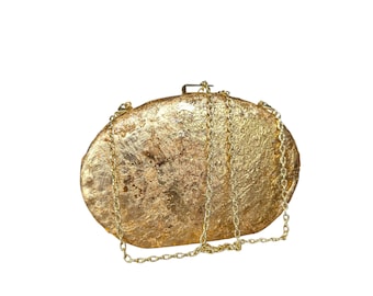 Clutch Bag Gold Evening Purse Handmade Designer Fashion Statement Formal Event Women Gift