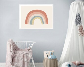 Rainbow Print, Rainbow Wall Art, Kids Room Decor, Boho Nursery Prints, Girls Wall Art, Blush Rainbow, Kids Wall Art