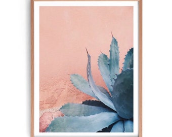 Agave Print, Plant Photography, Plant Prints, Botanical Wall Art, Green Plant print, Cacti Print, Boho Print, Plant on Pink Background