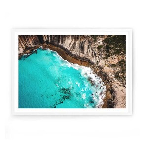 Aerial Beach Print, Ocean Wall Art, Green Blue Aerial Beach Photography Ocean Print, Beach Poster image 2