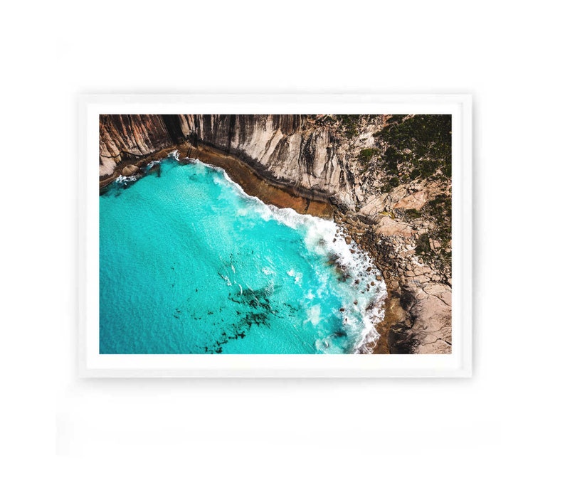 Aerial Beach Print, Ocean Wall Art, Green Blue Aerial Beach Photography Ocean Print, Beach Poster image 2