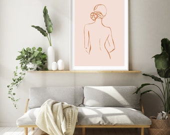 Blush Minimal Line Drawing Print, Abstract Line Print, Minimal Line Art, Woman Abstract Wall Art
