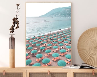 Italian Beach Print, Beach Umbrellas, Amalfi Print, Coastal Wall Art Print, Beach Wall Art, Italy Photo Print