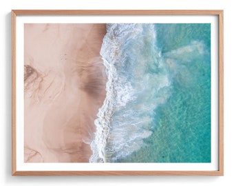 Aerial Beach Print, Beach Photography Print, Ocean Photography Print, Sand to Shore Beach Print, Aqua Beach Poster Print, Beach Wall Art