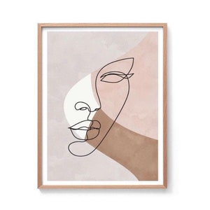 Watercolour Face Line Art Drawing Print, Abstract Line Print, Minimal Line Art, Woman Abstract Wall Art, Face Line Art Drawing Print