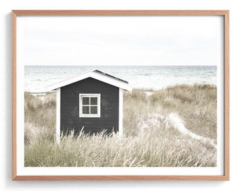 Monochrome Beach Shack Wall Art Print, Monochrome Wall Art Print, Beach Shack Wall Art Print