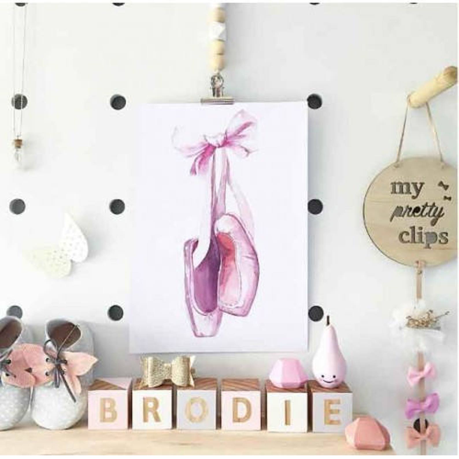 ballet print, ballet shoes print, pink ballerina print, girls ballerina print, ballerina nursery print