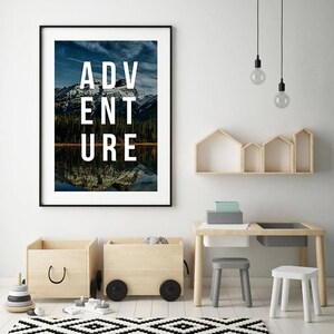 Adventure Print, Photographic Mountains Print, Boys Nursery Print, Mountain Print image 1