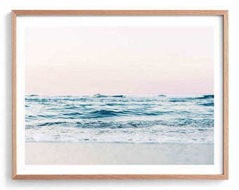 Ocean Photography Print, Pastel Ocean Print, Beach Poster, Soft ocean print,Coastal Wall Art Poster