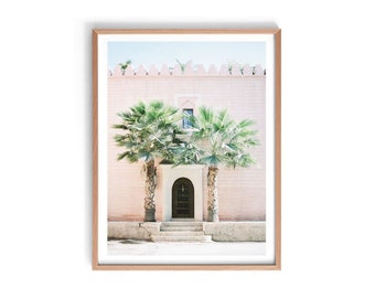 Moroccan Art Print, Moroccan Palm Print, Moroccan Door Photography Print, Boho Print, Pink Moroccan door print, Palm Print