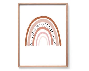 Regenboog print, Boho Rainbow Wall Art, kinderkamer decor, Boho kwekerij prints, meisjes kunst aan de muur, Blush Rainbow, Kids Wall Art