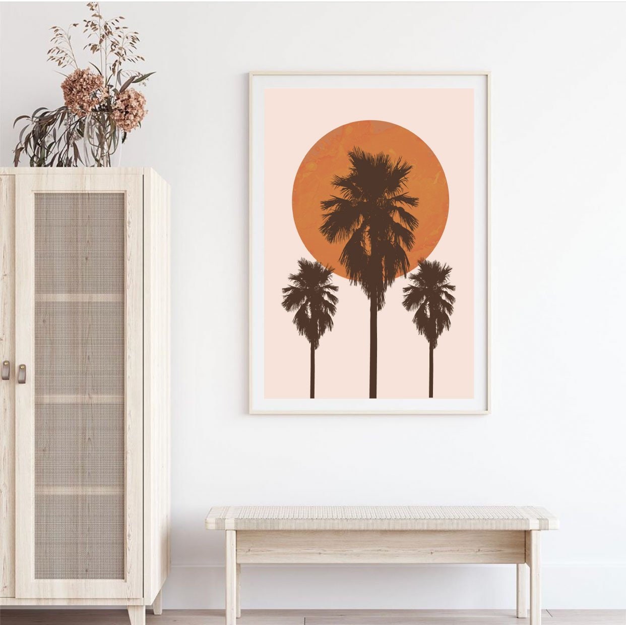Palm Tree Print, Sun Wall Art Abstract Palm Tree Print Sun Abstract Art ...