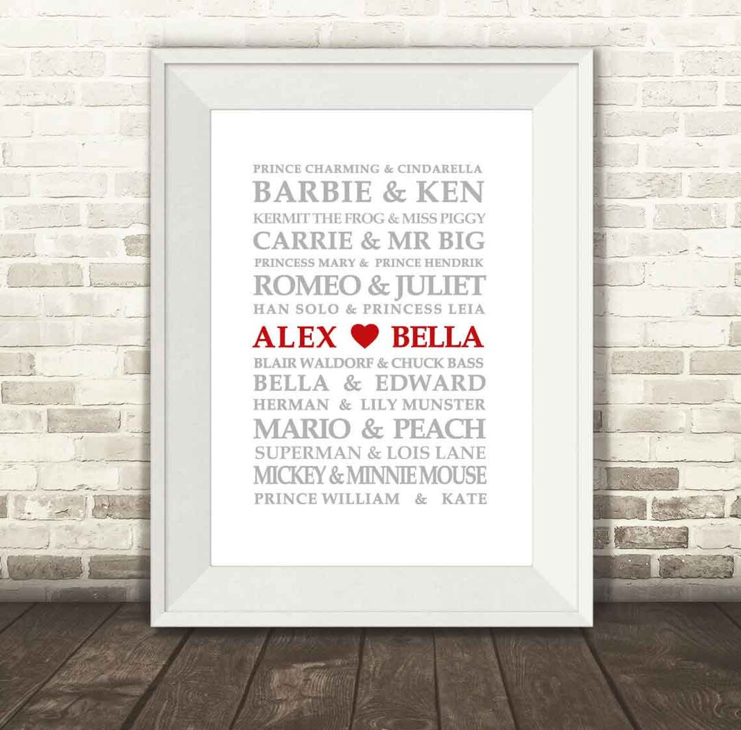 Famous Lovers Print - Modern Version, Famous Couples Print, Custom
