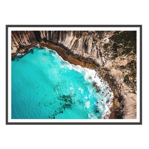 Aerial Beach Print, Ocean Wall Art, Green Blue Aerial Beach Photography Ocean Print, Beach Poster image 3