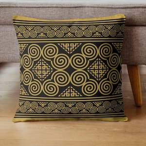 Gyllene sömlösa Hmong etniska mönster för mattor, kläder, tyger, texturer, tapeter, omslag, mode.