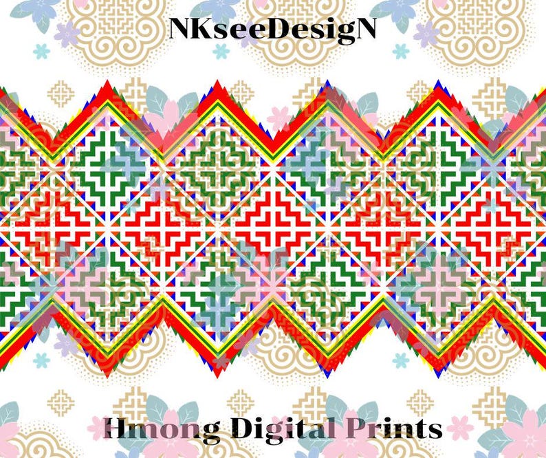 Hmong Patterns Hmong Pattern Design: Pastel Color Illustration (digital Download) - Etsy