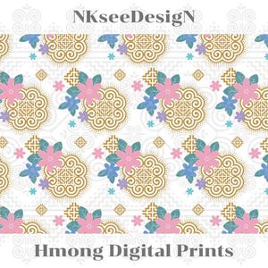 Hmong Floral Pattern: Commercial Use PNG, EPS, JPG (Digital Download)