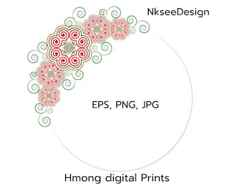 Hmong Floral Design: PNG, EPS, JPG Files (Digital Download)